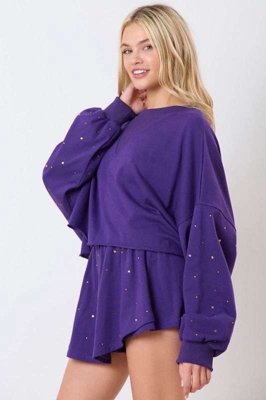Purple Sequin Skort Set