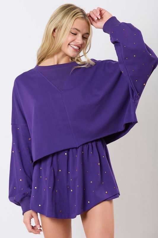 Purple Sequin Skort Set