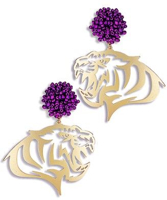 Beaded Tiger Head Earrings