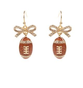 Dainty Football Bow Earrings