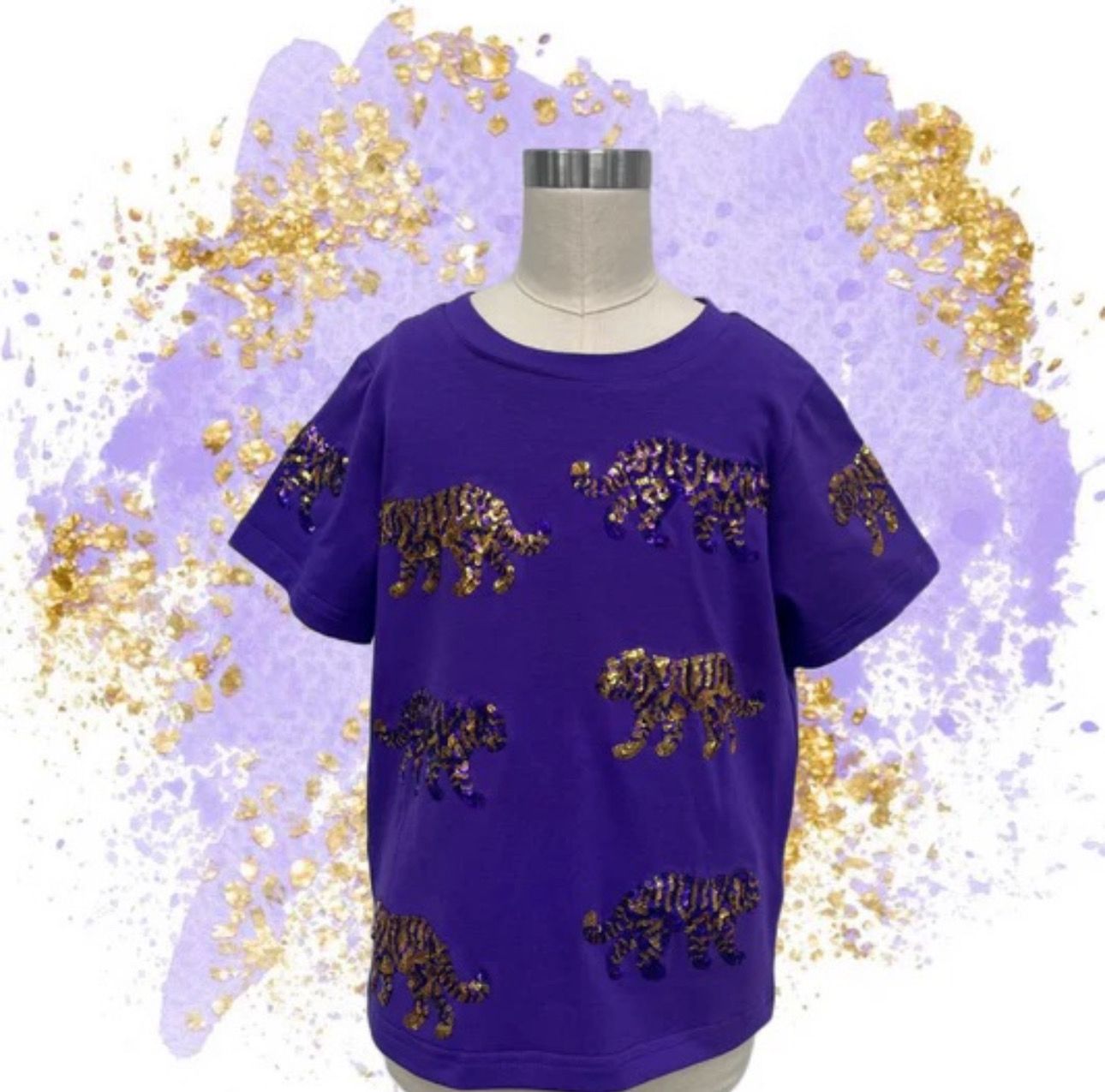 Little Girls Sequin Tiger Tank