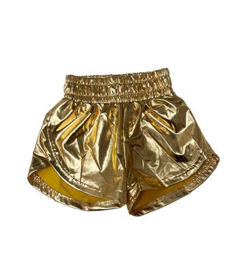 Little Girls Gold Metallic Shorts