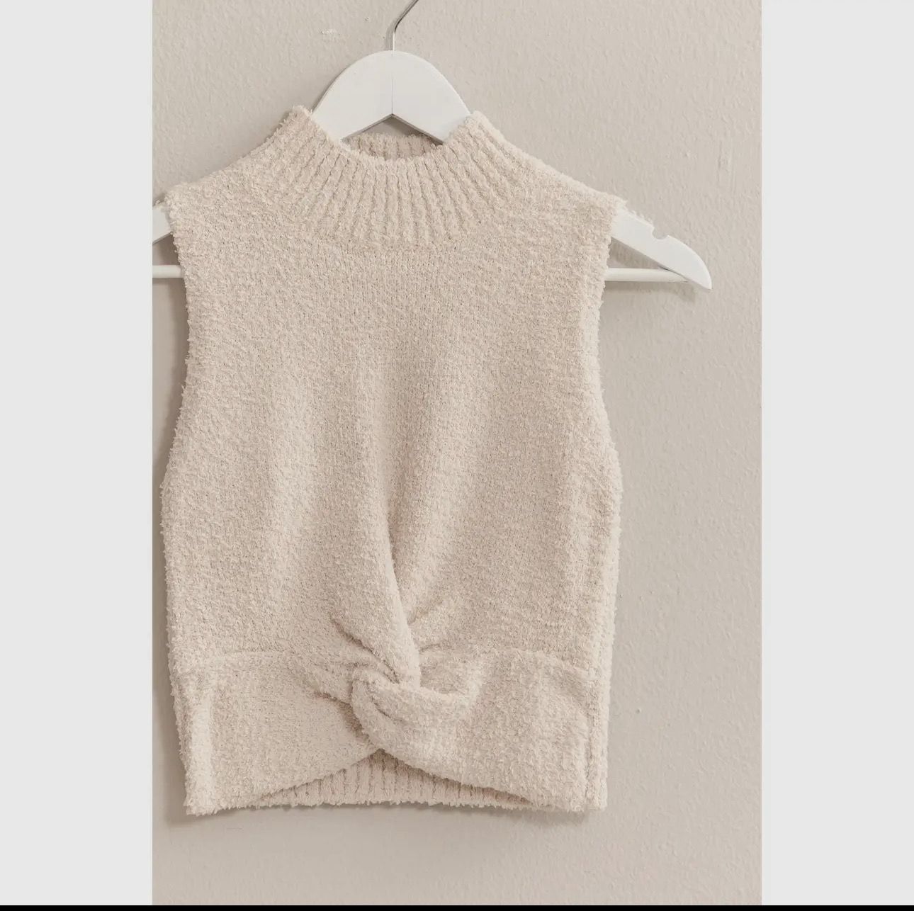 Ivory Sleeveless Fuzzy Knit top