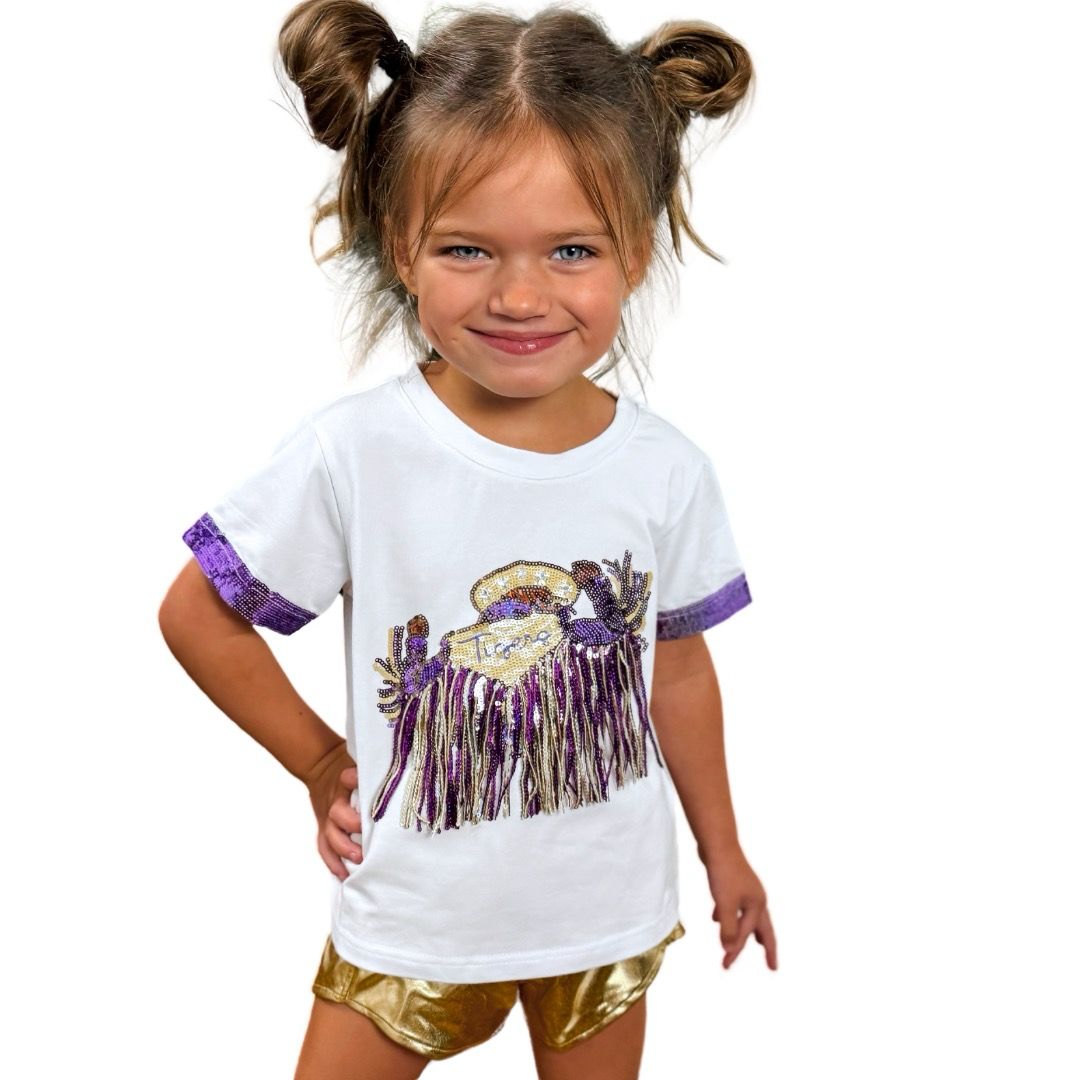 Little Girls Sequin Tiger Tank