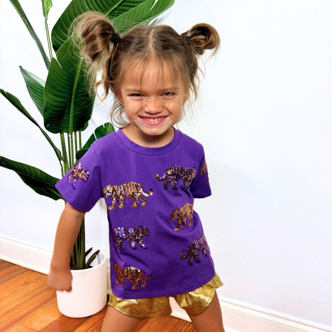 Little Girls Sequin Tiger Tank