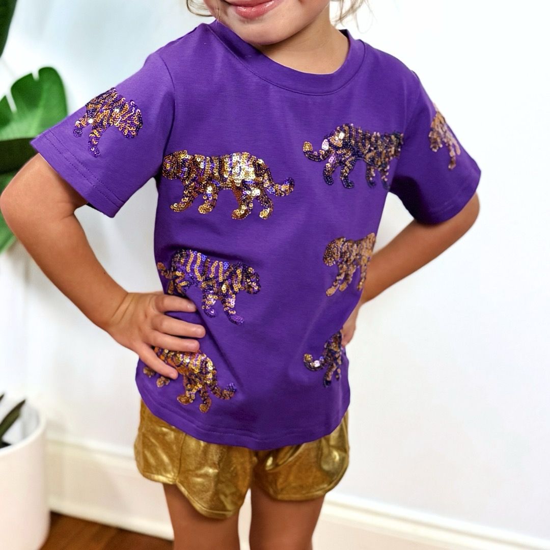 Little Girls Sequin Tiger Tank