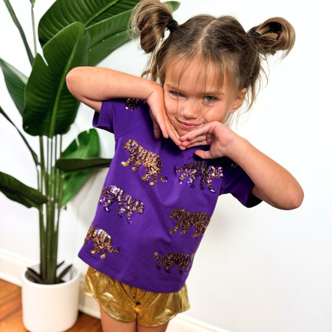 Little Girls Sequin Tiger Tank