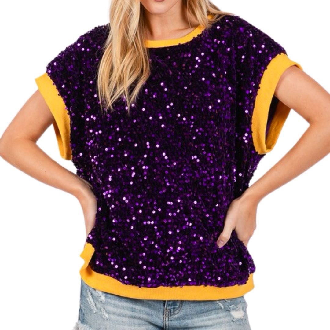 Purple &amp; Gold Sequin Top