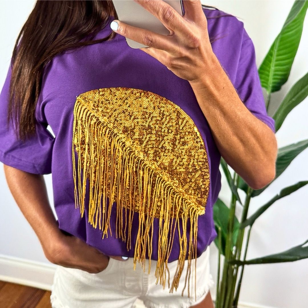 Sequined Football Fringe Top