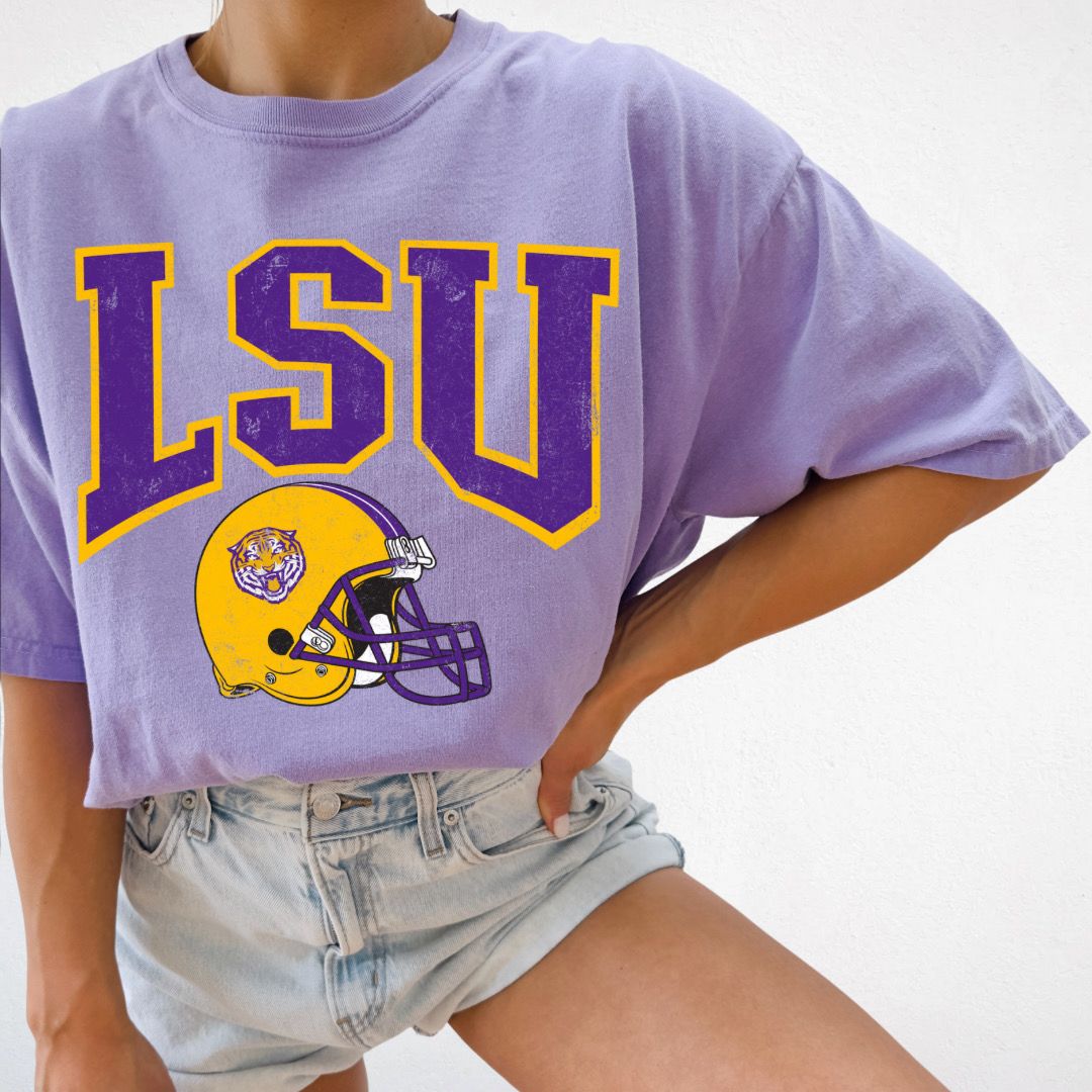 LSU Helmet Vintage Wash Tee