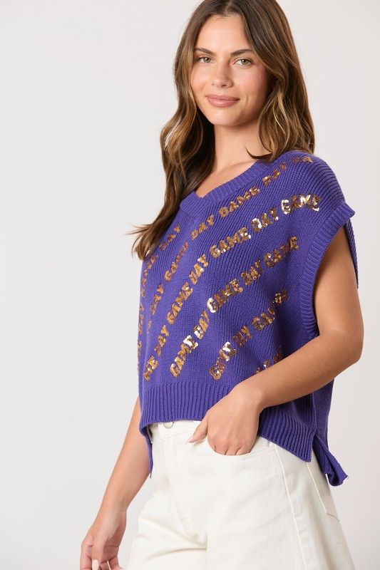 Game Day Sequin Sweater Vest