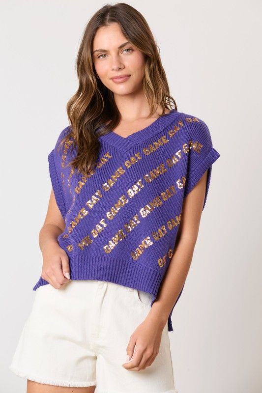 Game Day Sequin Sweater Vest