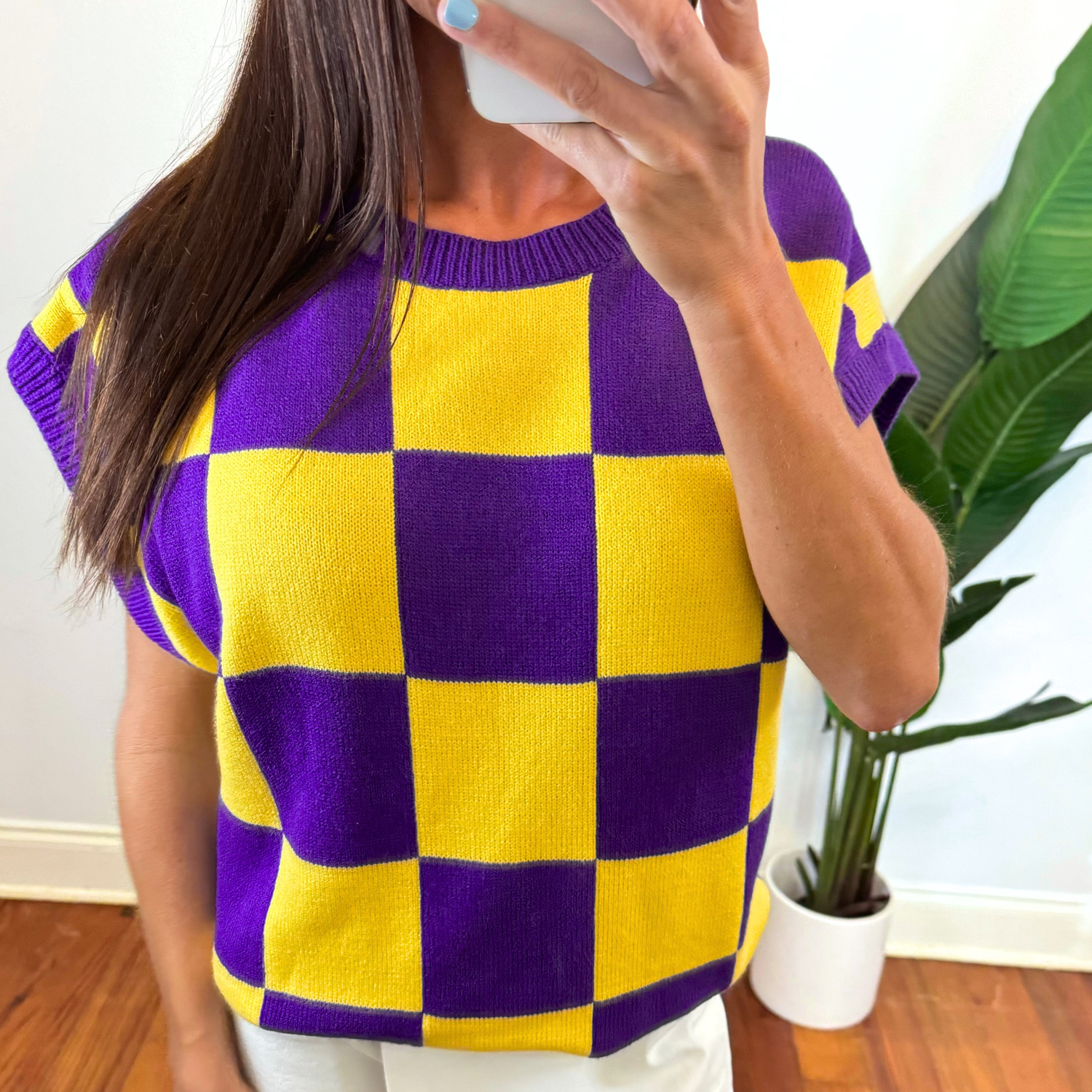 Purple &amp; Gold Checkered Top