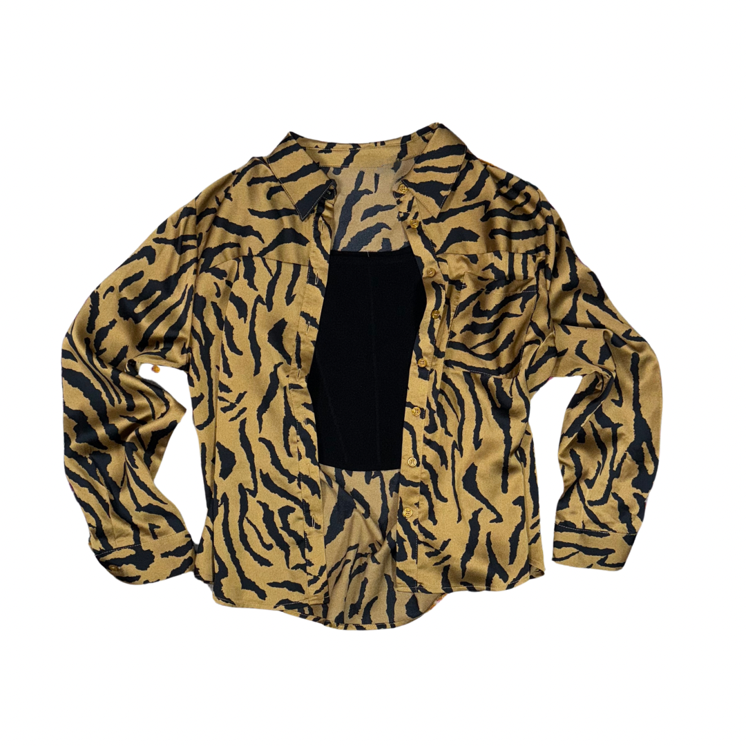 Tiger Stripe Button Down Top