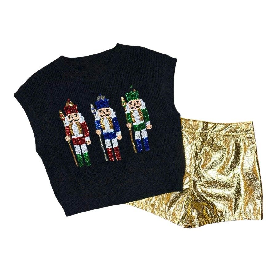 Sequin Nutcracker Sleeveless Sweater