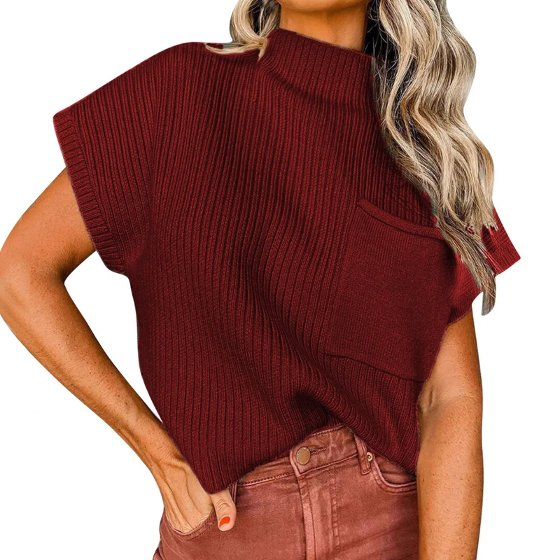 Burgundy Short Sleeve Sweater Top
