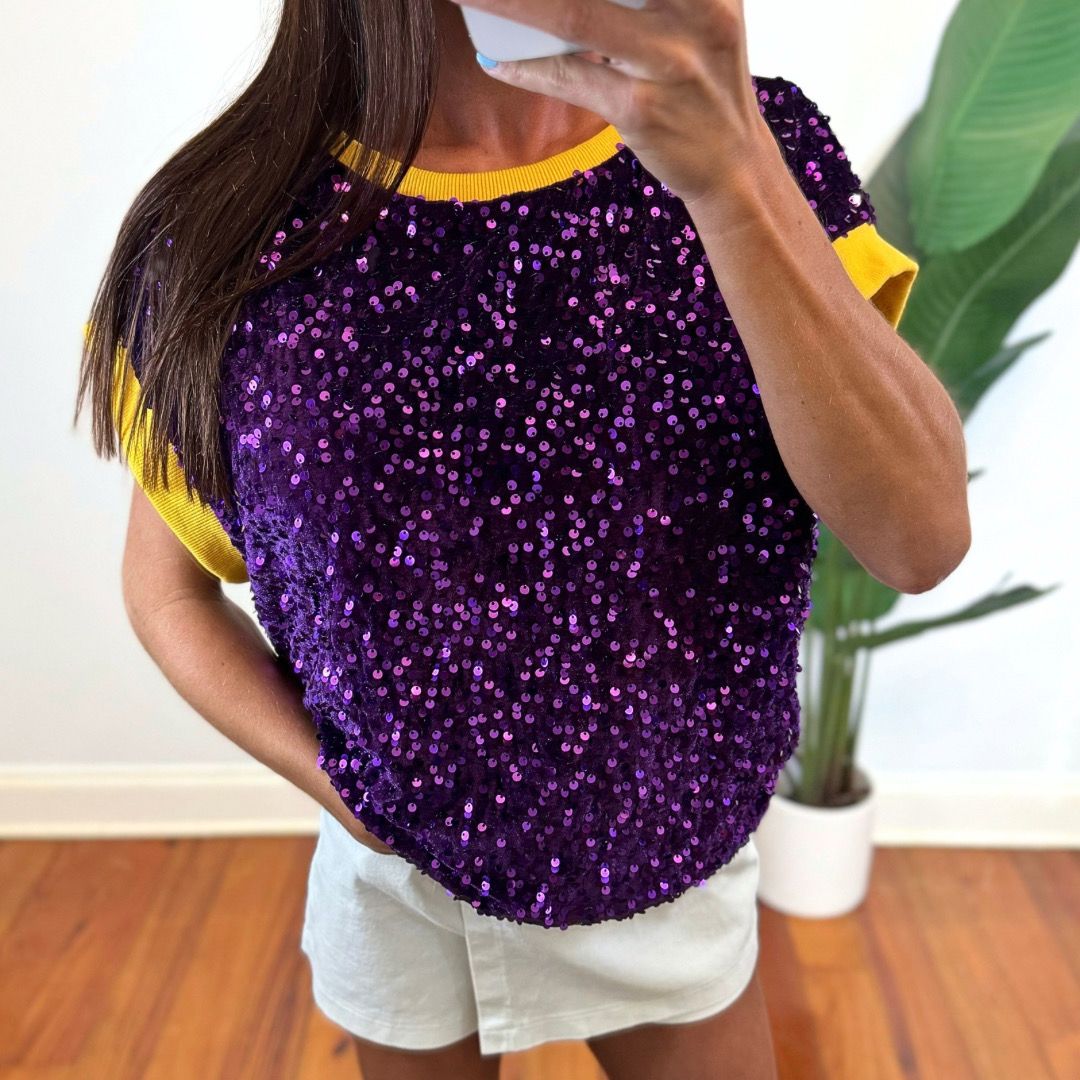 Purple &amp; Gold Sequin Top