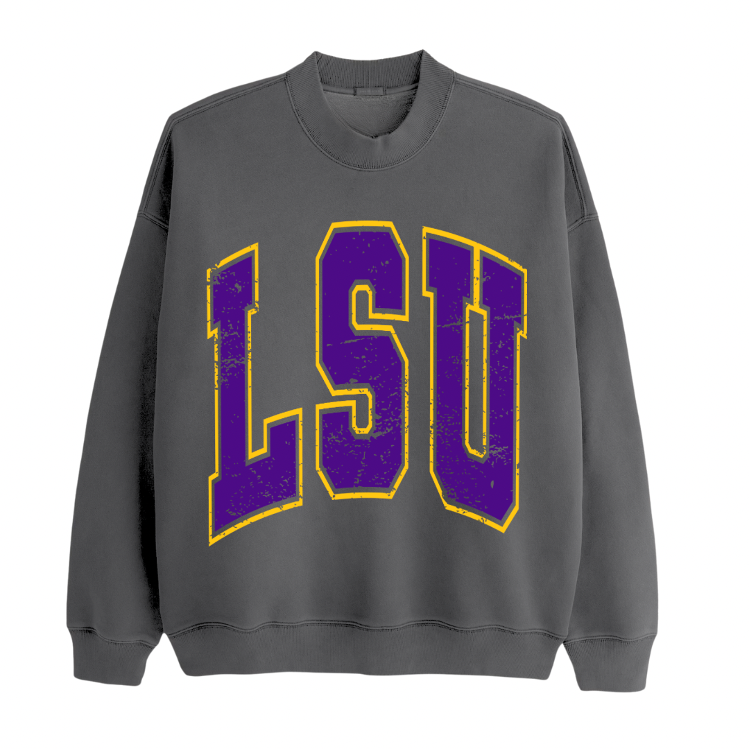 LSU Vintage Collegiate Pullover - Dark Gray