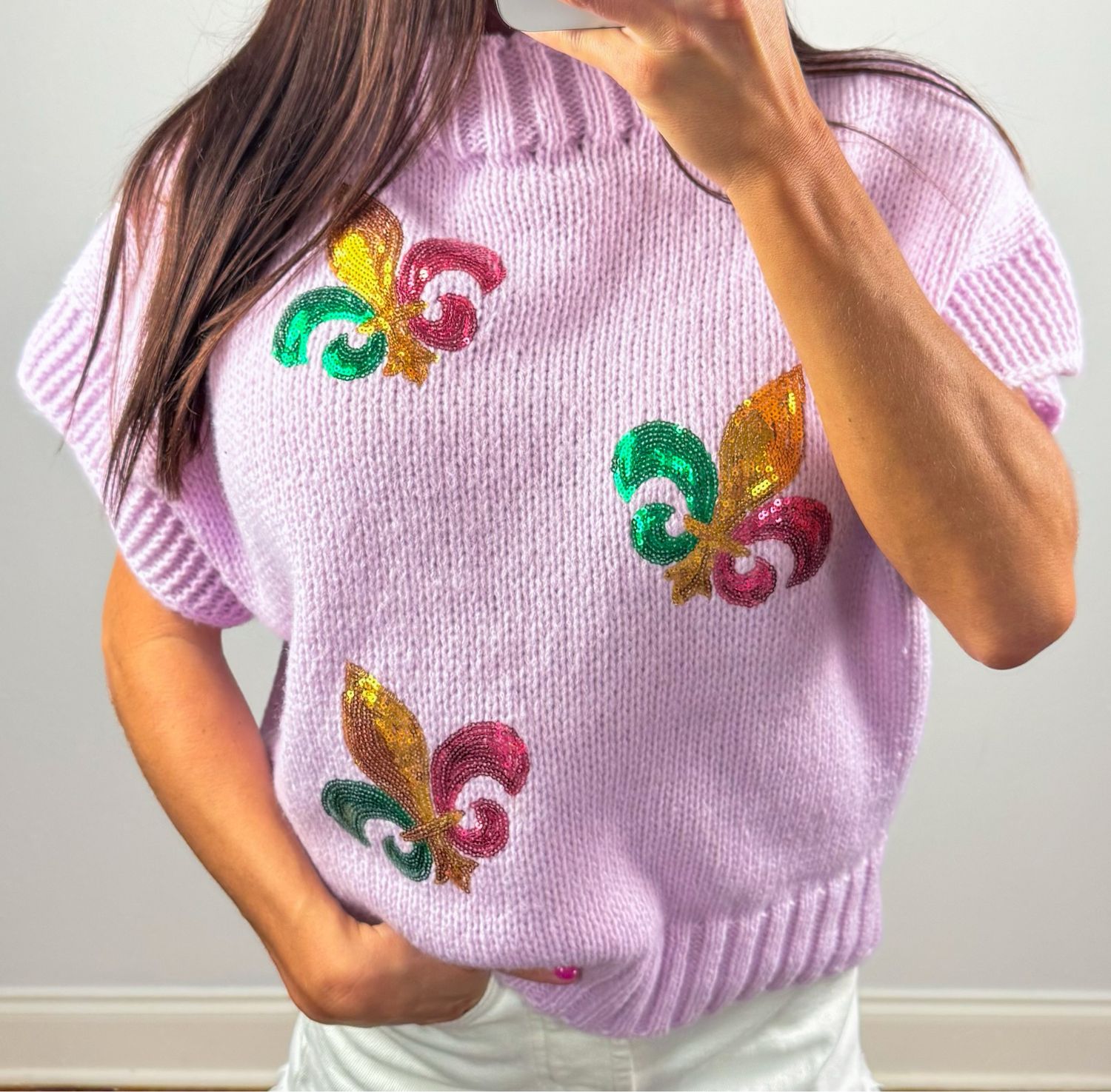 Mardi Gras Fleur De Lis Sweater Top