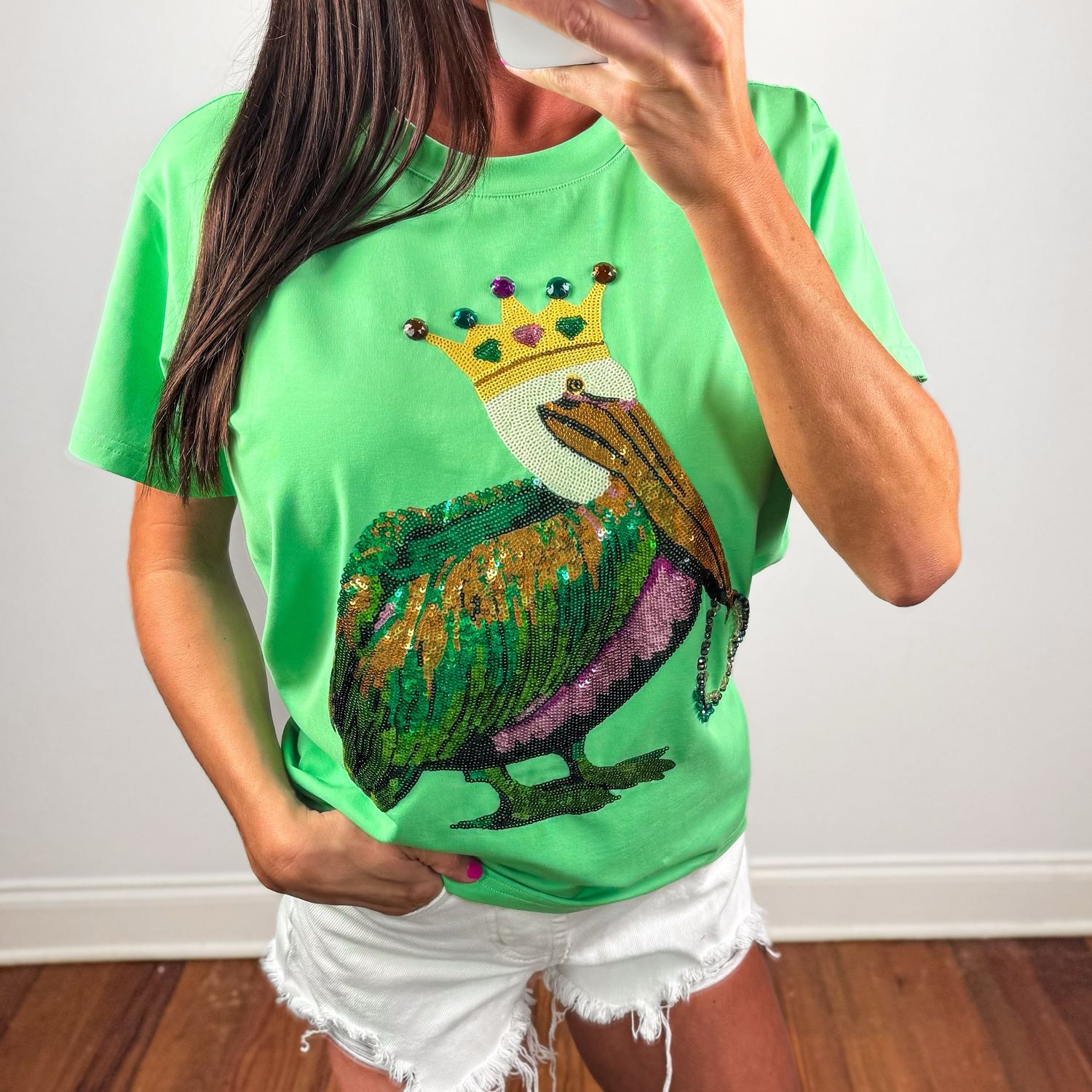 Sequin Mardi Gras Pelican Tee