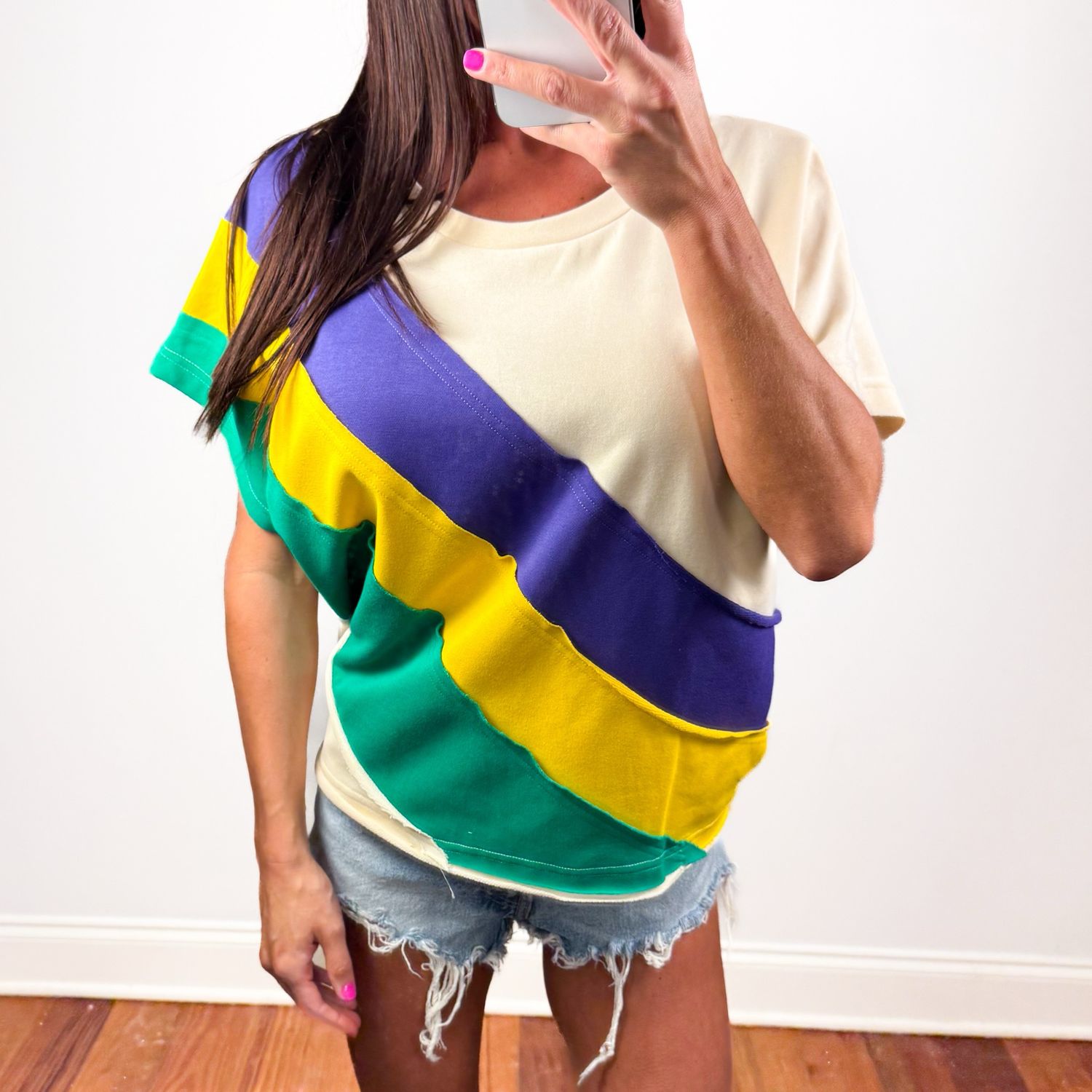 Mardi Gras Color Block Stripe Top