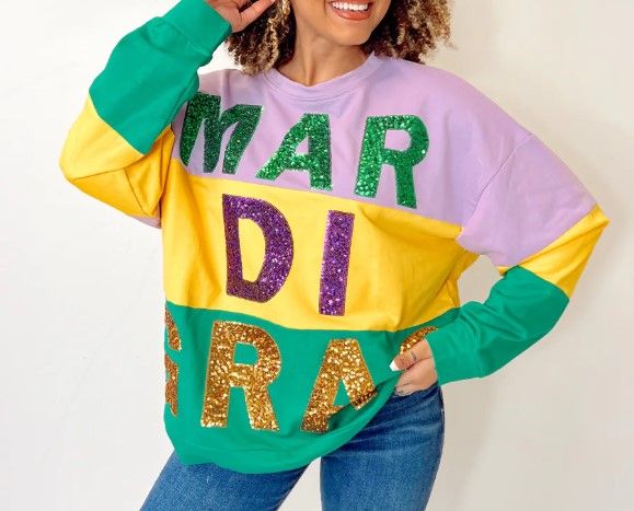 Color Block Mardi Gras Pullover