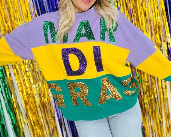 Color Block Mardi Gras Pullover