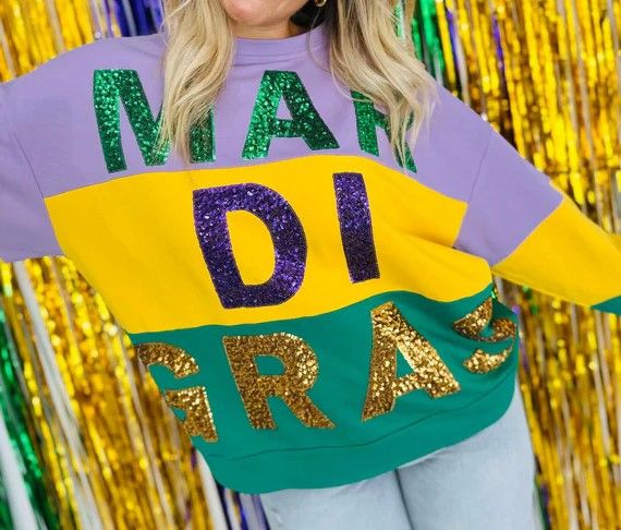 Color Block Mardi Gras Pullover