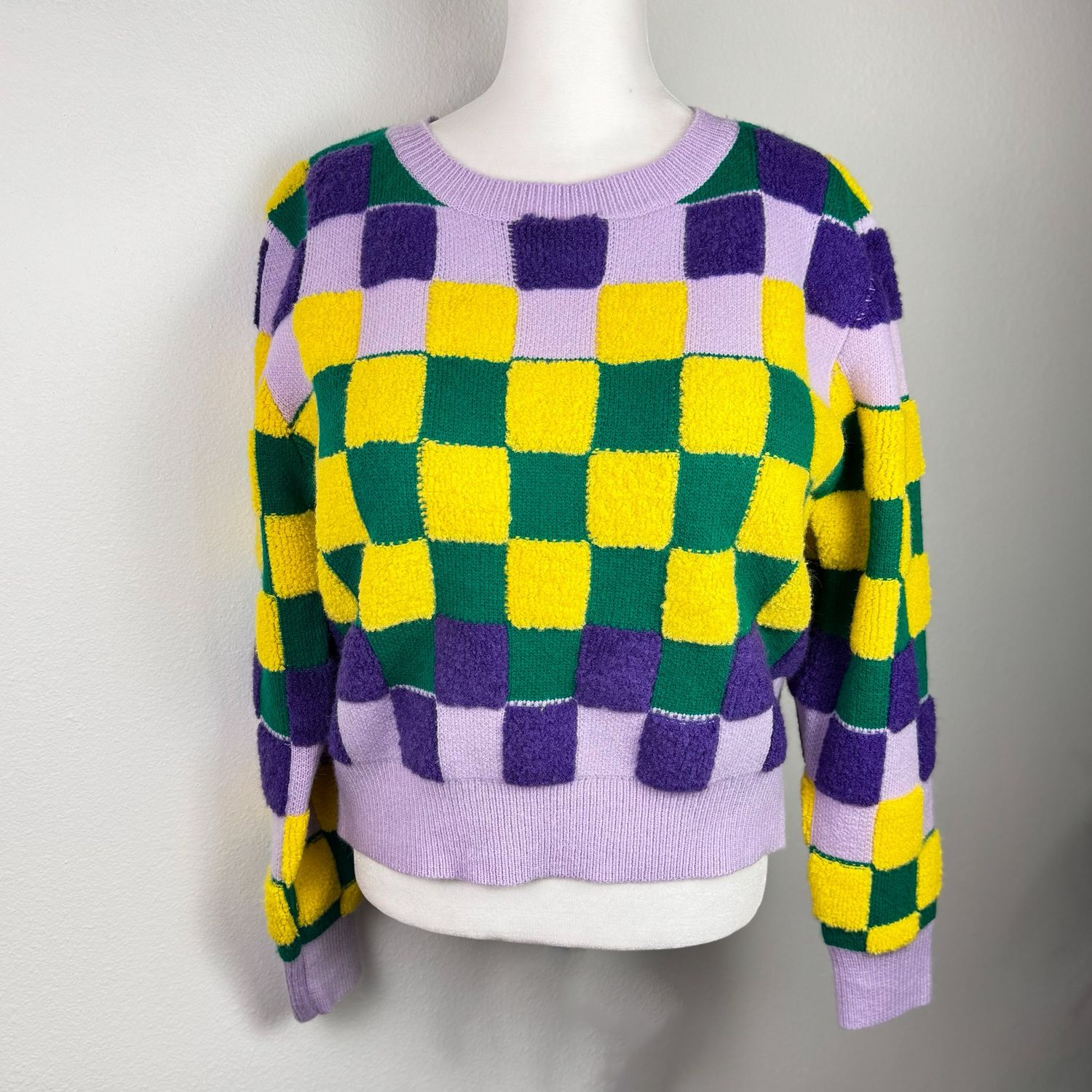 Mardi Gras Checkered Sweater