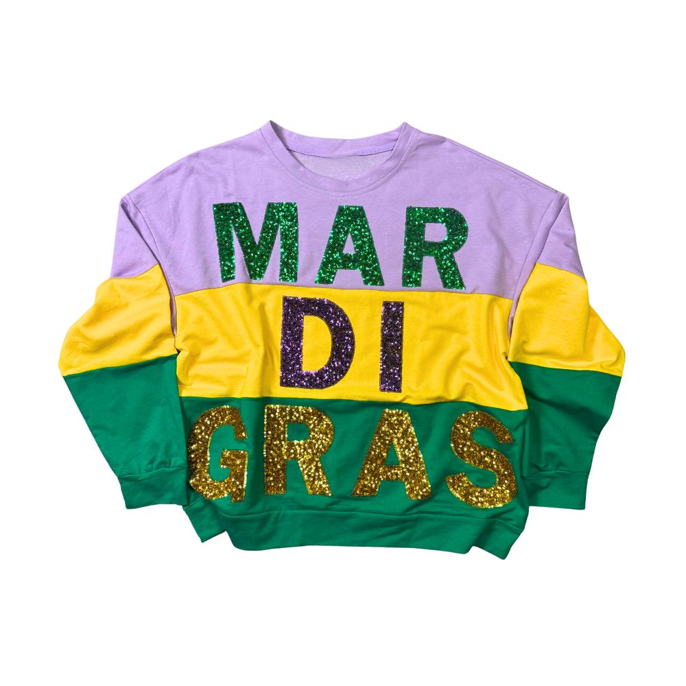 Color Block Mardi Gras Pullover