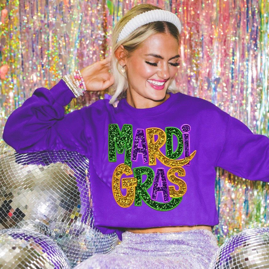 Glitzy Mardi Gras Sweatshirt