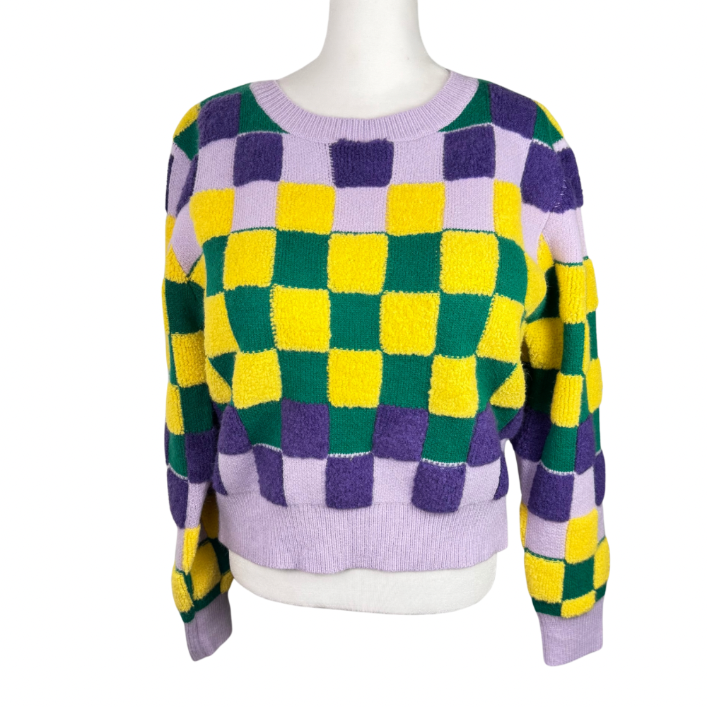 Mardi Gras Checkered Sweater