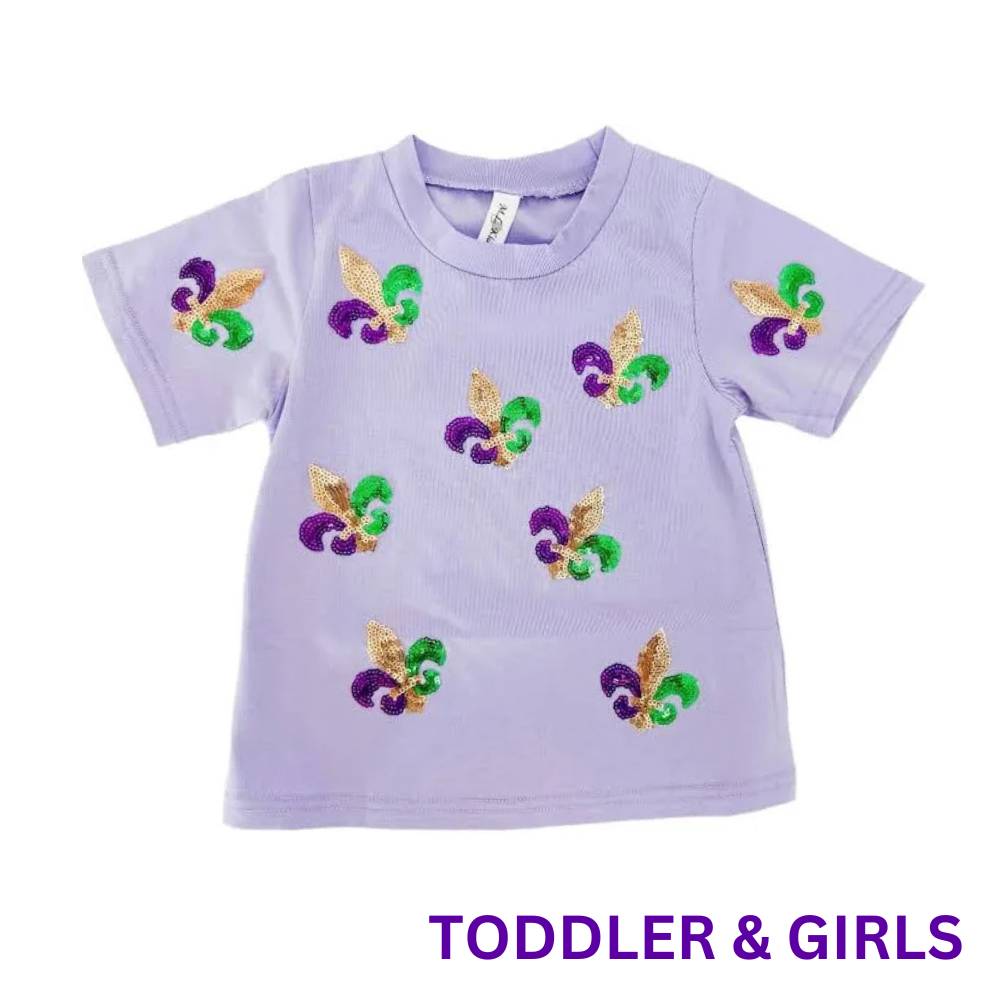 Girls Sequin Fleur De Lis Top