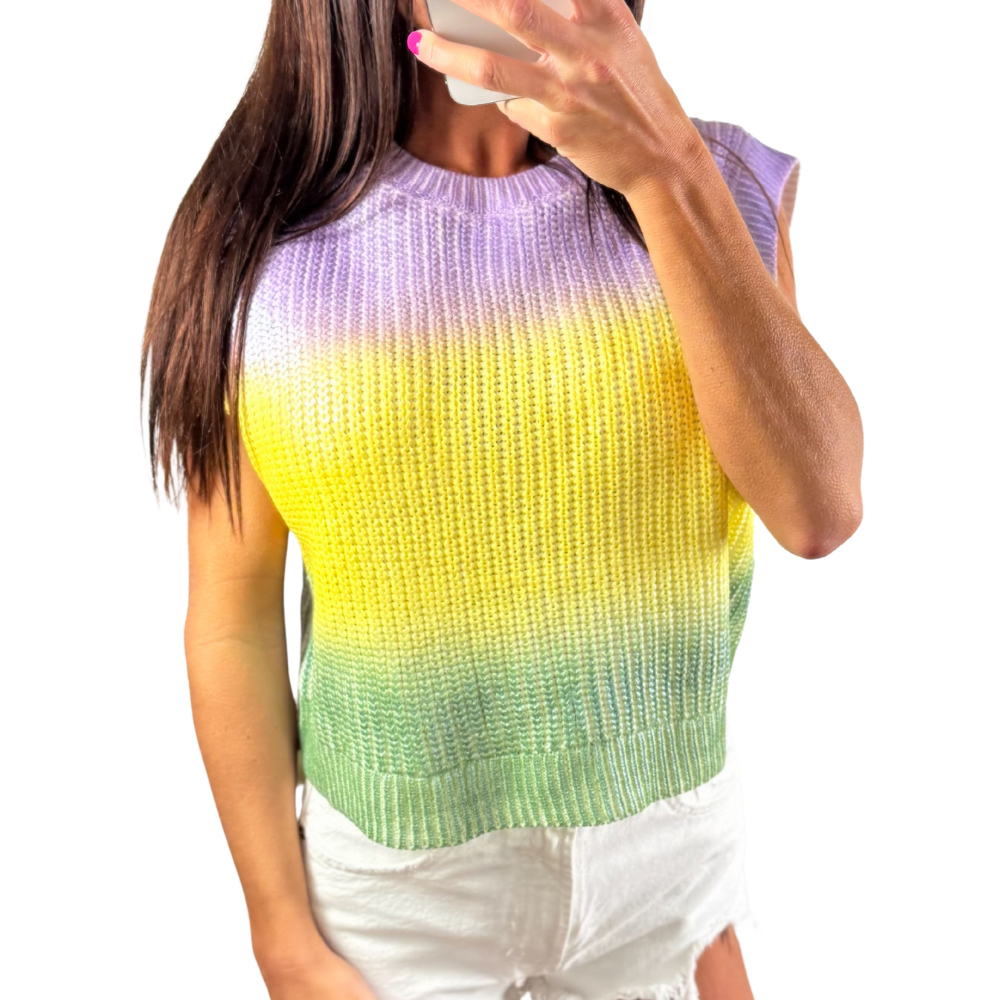 Metallic Color Block Mardi Gras Sweater Tank
