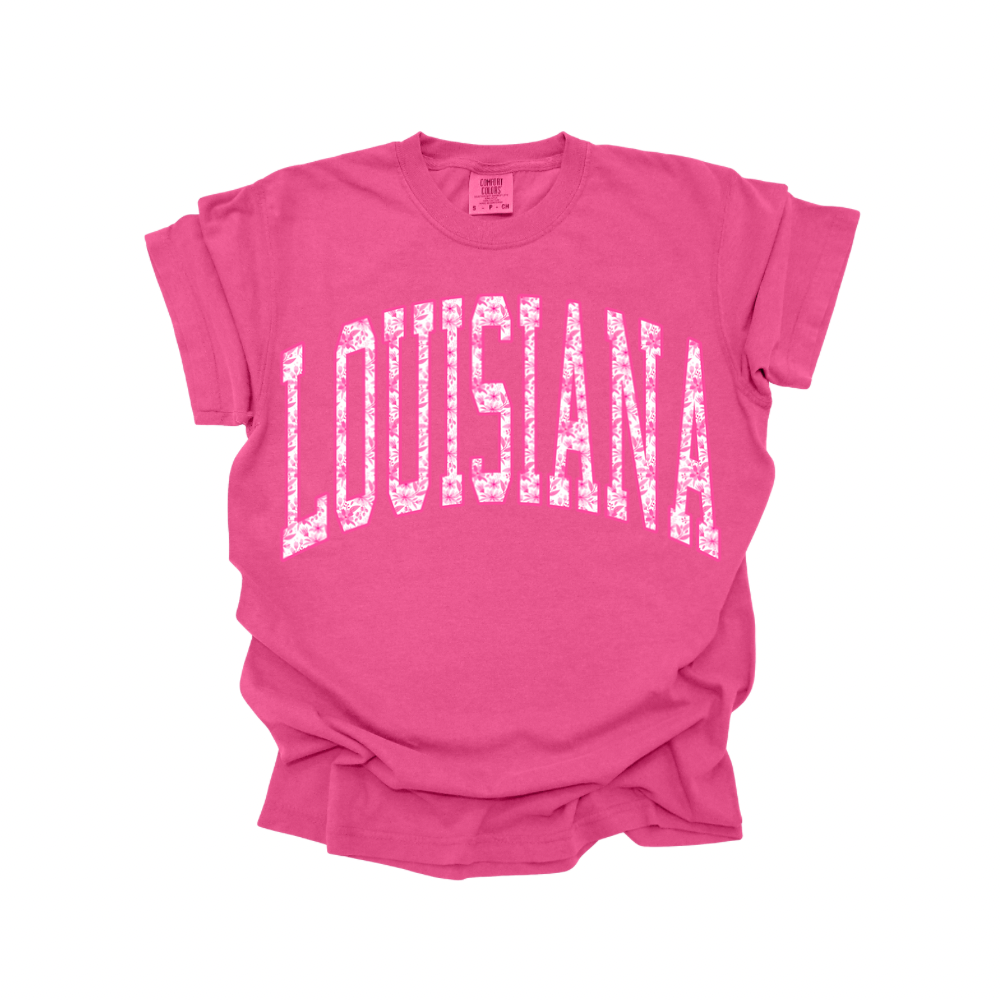 Louisiana Floral Collegiate Tee - Pink