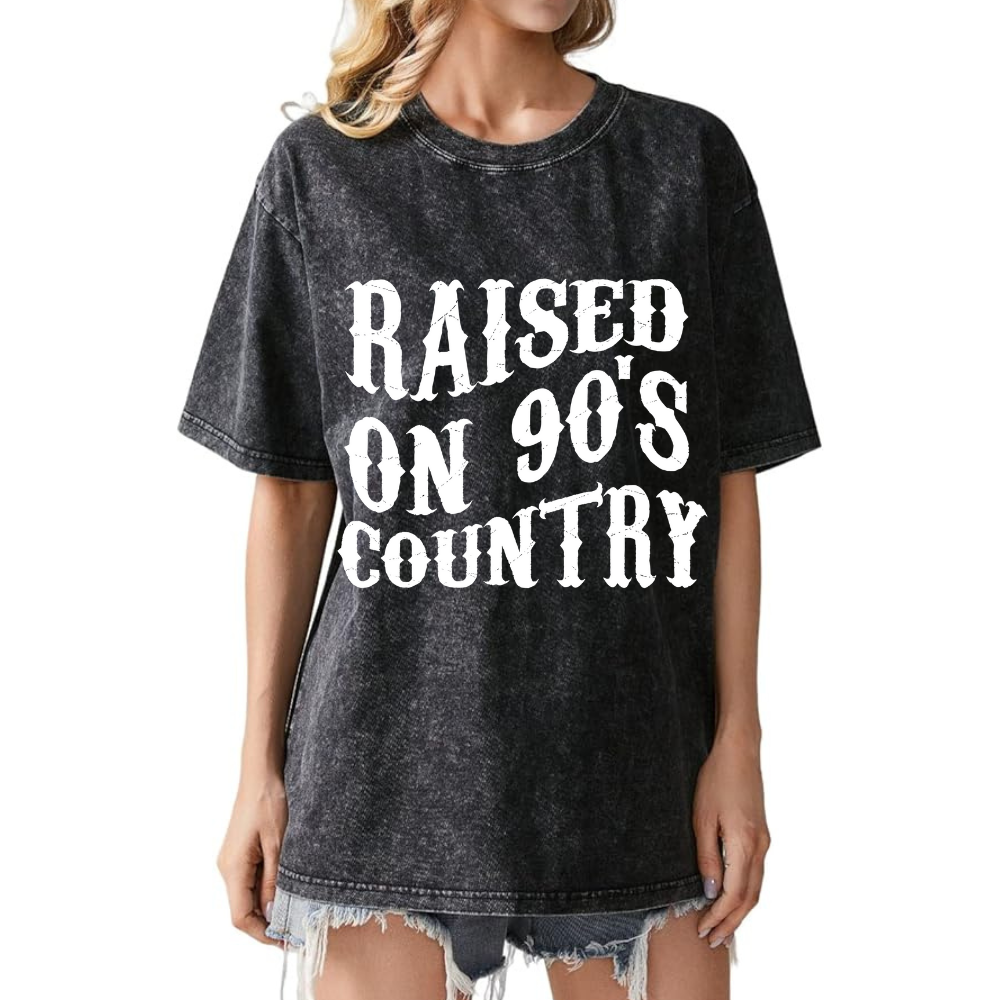 Raised On 90’s Country Vintage Acid Wash Tee