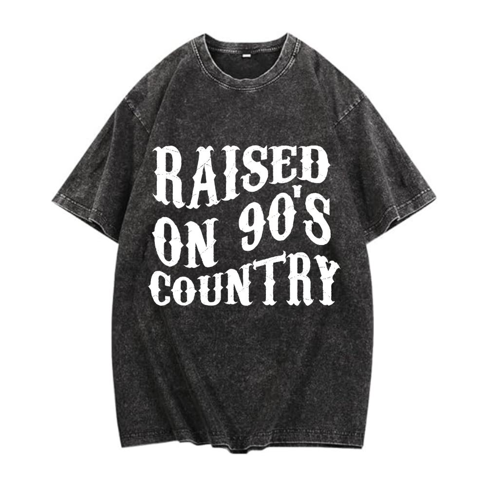 Raised On 90’s Country Vintage Acid Wash Tee