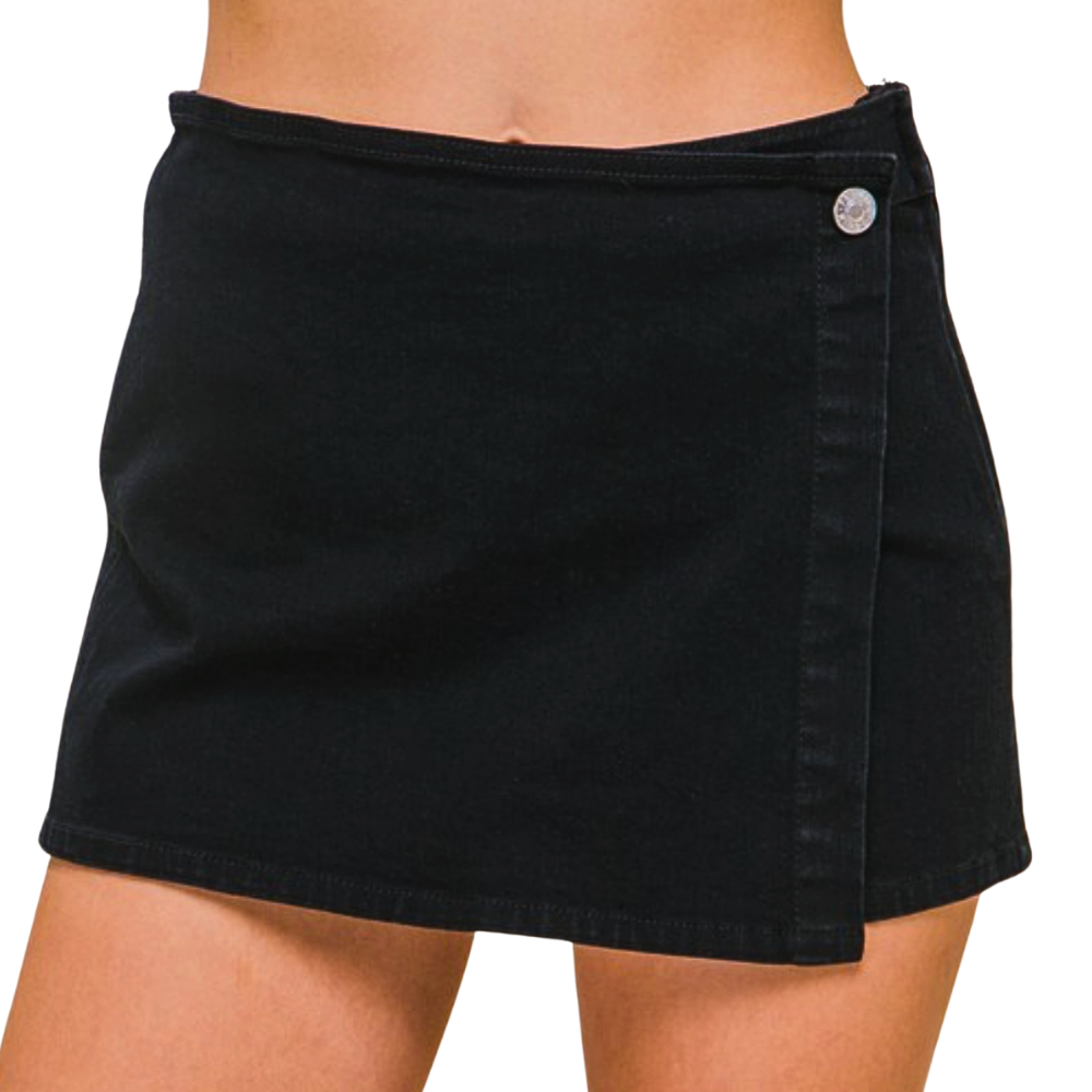 Black Denim Skort