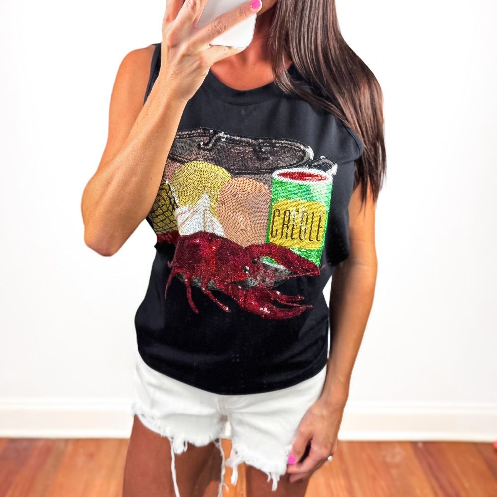 Crawfish Boil Sequin Tank