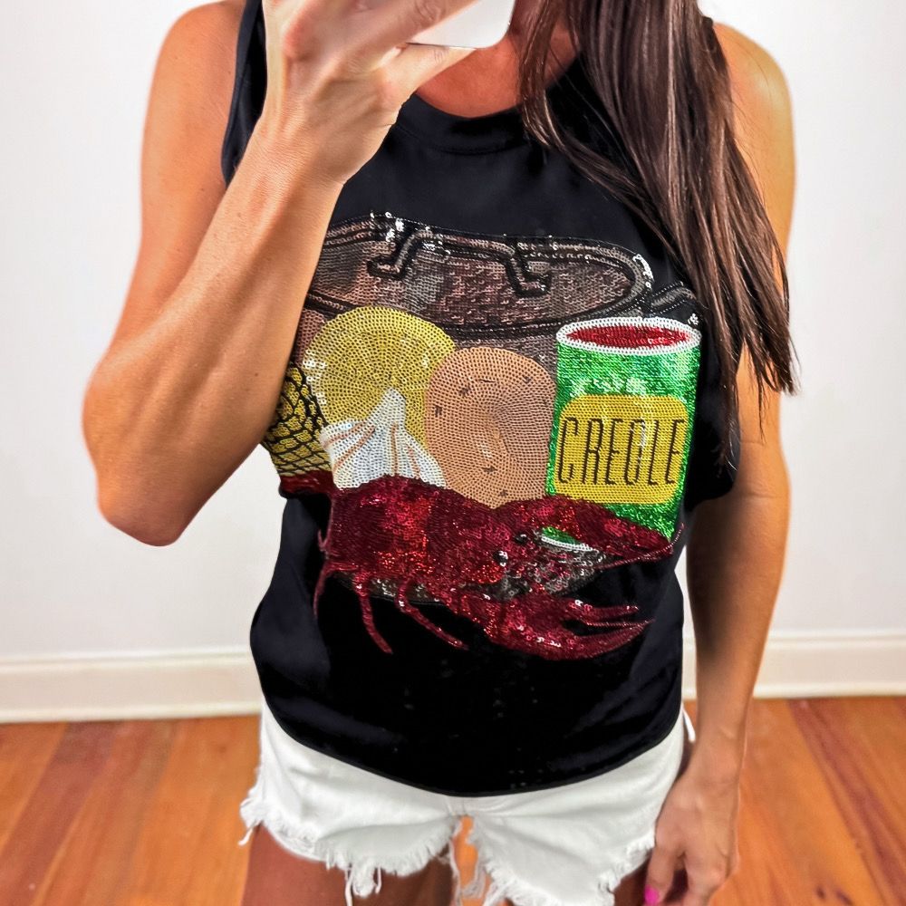 Crawfish Boil Sequin Tank