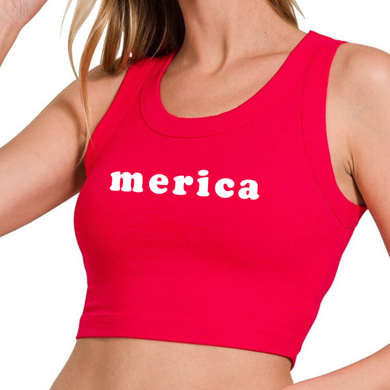 Merica Red Cropped Tank