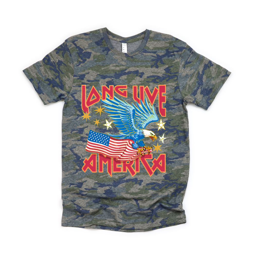 Camo Long Live America Tee