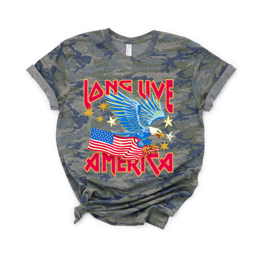Camo Long Live America Tee