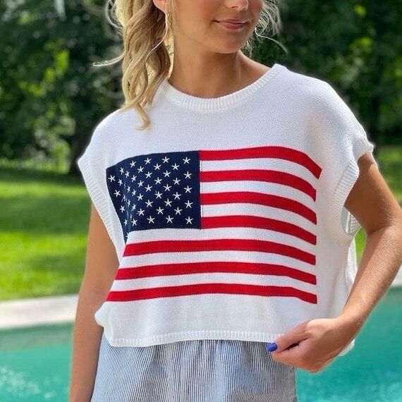 American Flag Semi Cropped Top