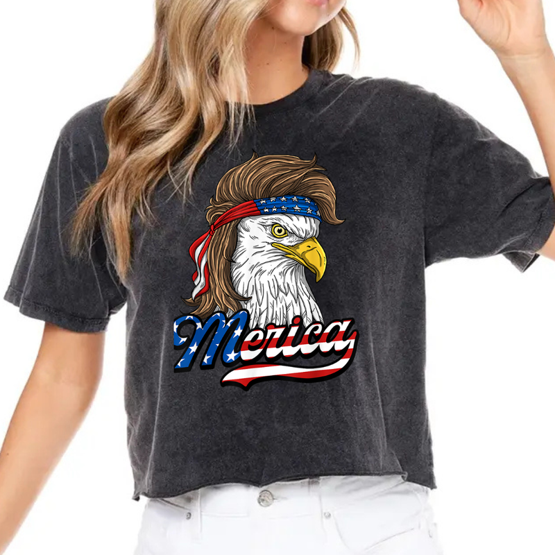 Merica Oversized Vintage Crop