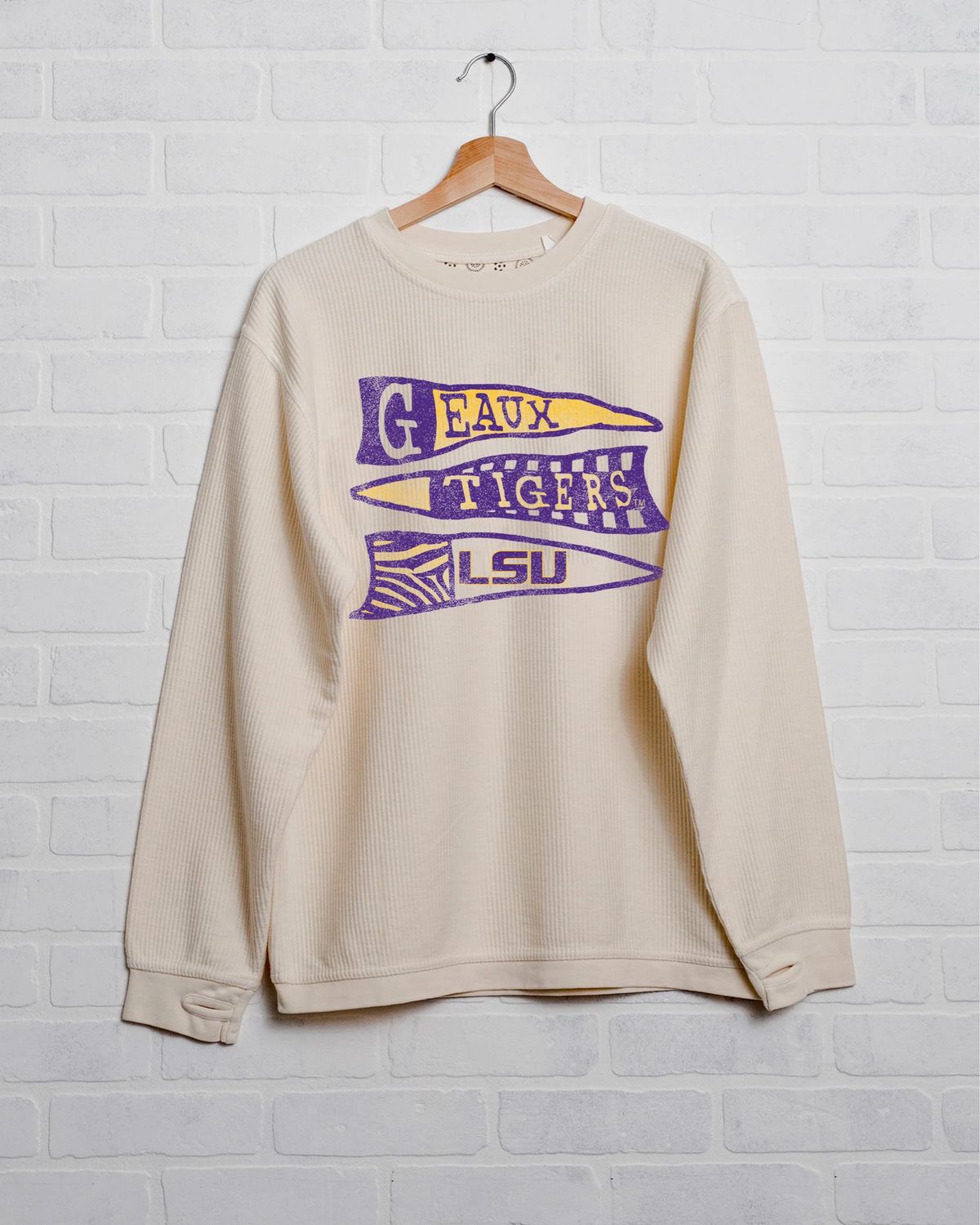 Tigers Pennant Flag Corded Crew Sweatshirt