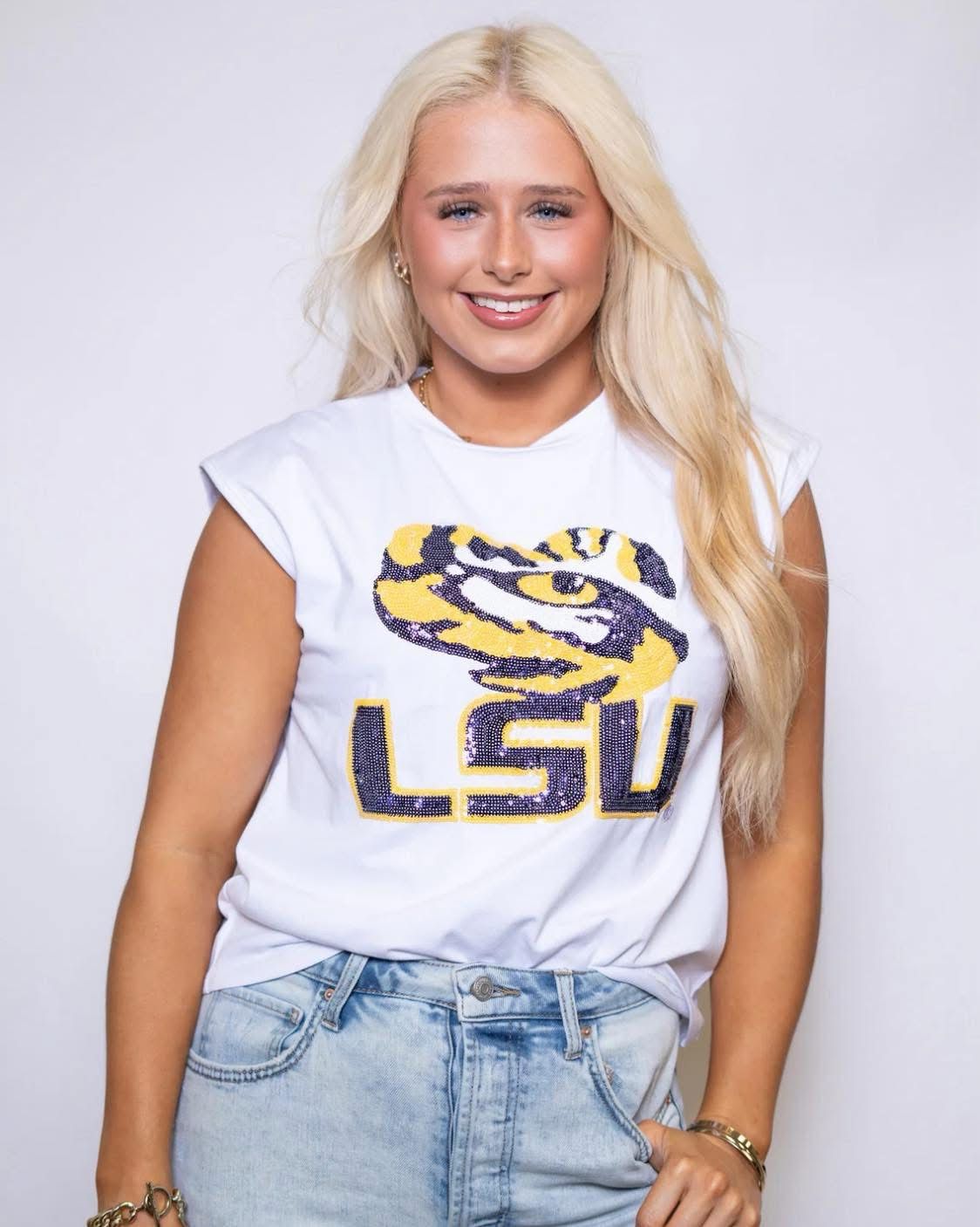 Sequined LSU Eye Of The Tiger Top