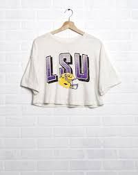 LSU Tigers Vintage Helmet Cropped Tee