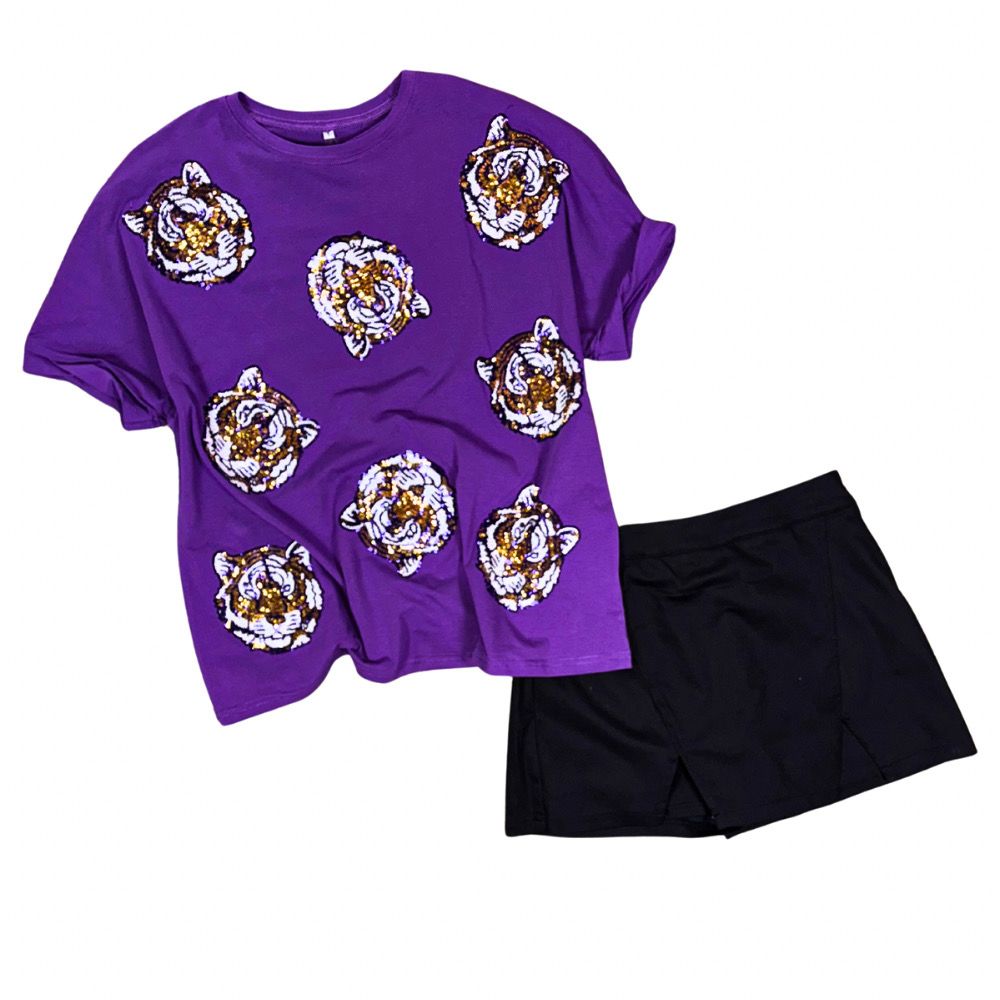 Sequin Tiger Oversized Tee
