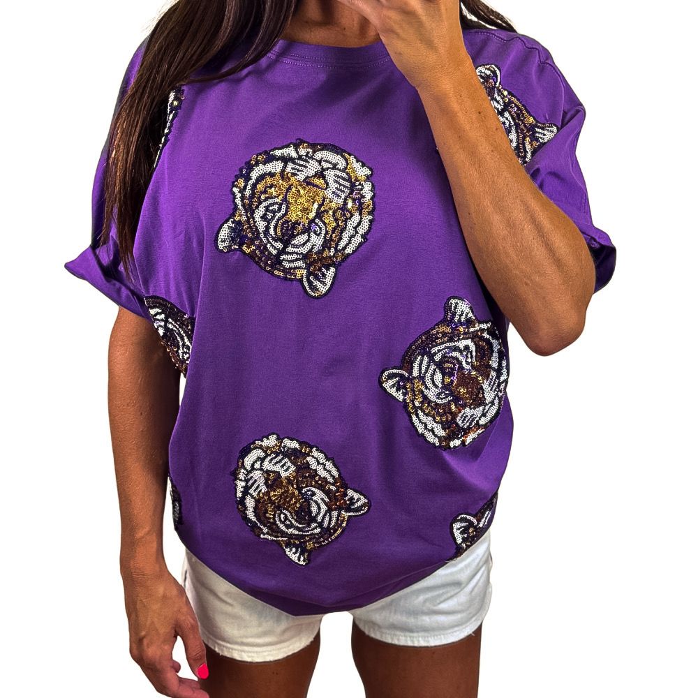Sequin Tiger Oversized Tee